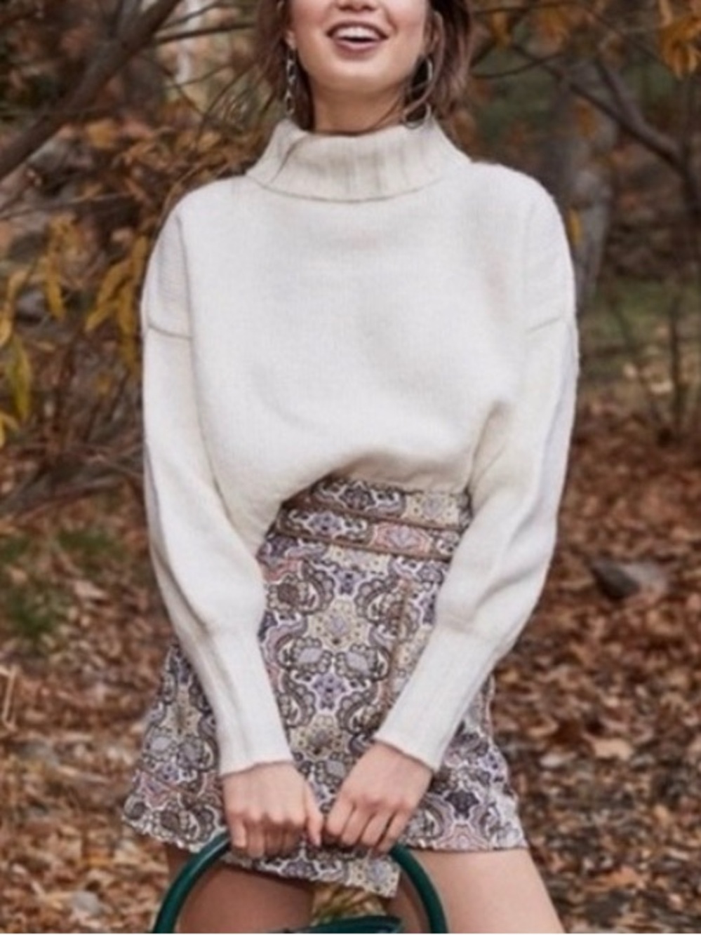For Love & Lemons KNITZ Dylan Chunky Turtleneck Alpaca Blend Ivory Sweater Sz XS